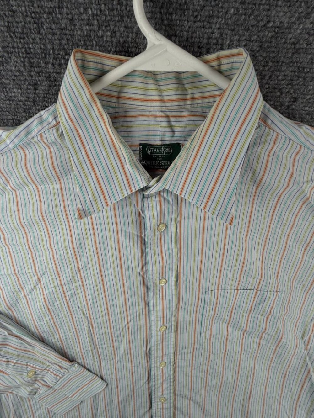 Gitman Bros USA Squire Shoppe Button Up Striped Orange Blue Colorful 17.5 35